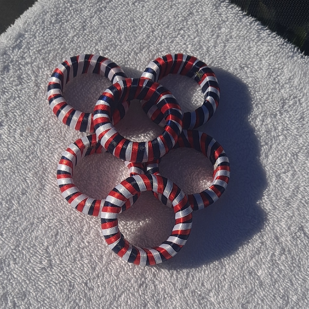 Patriotic Red White And Blue Striped Napkin Rings - Picture 3 of 3